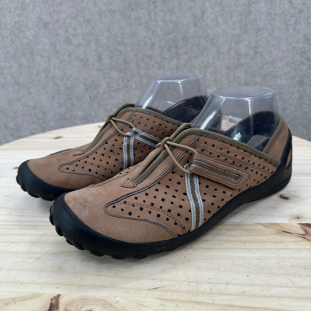 Clarks Privo Tequini Walking Shoes Womens 8.5 Brown Nubuck Slip On Sporty Flats